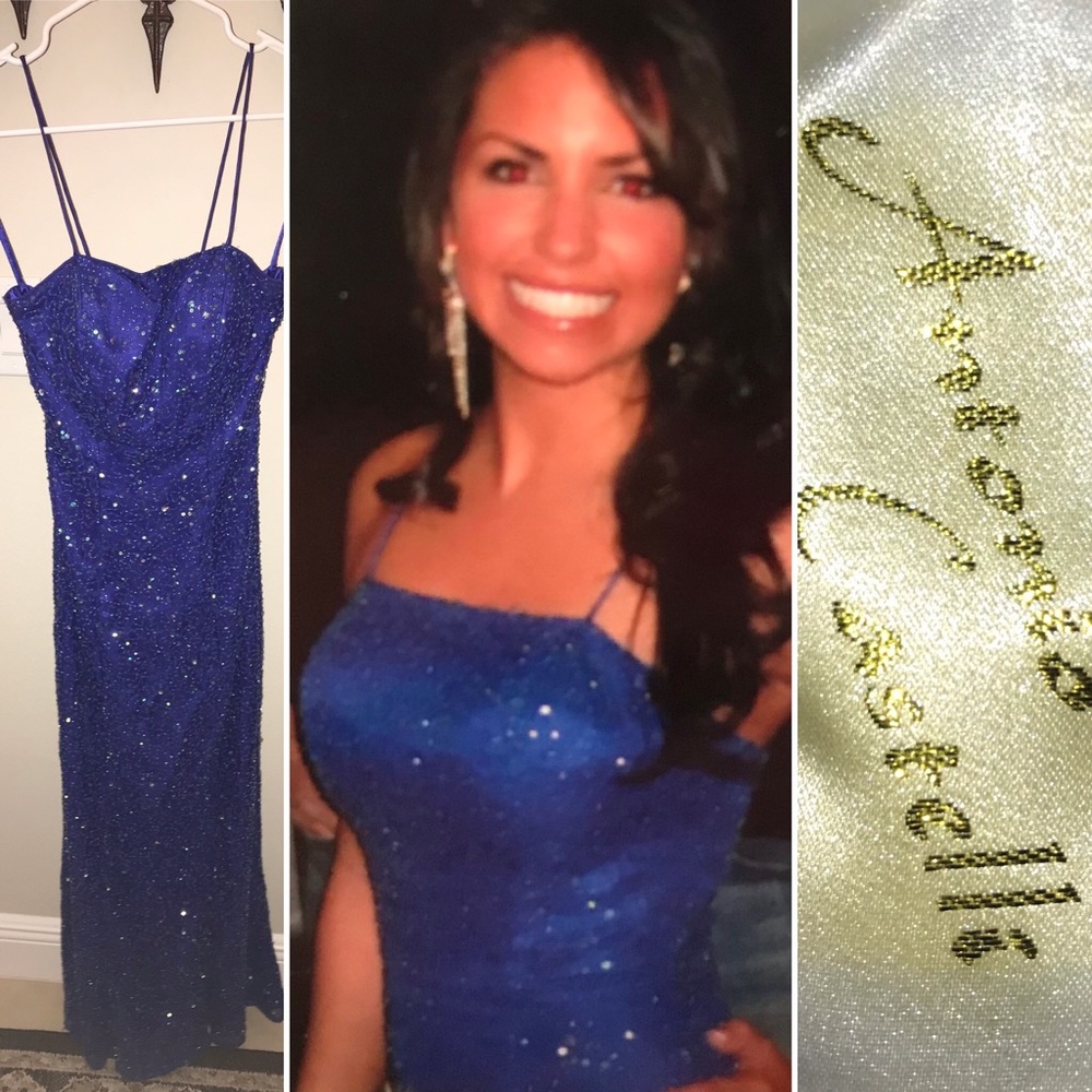 Antonio Castillo size 0 evening Royal blue sequins